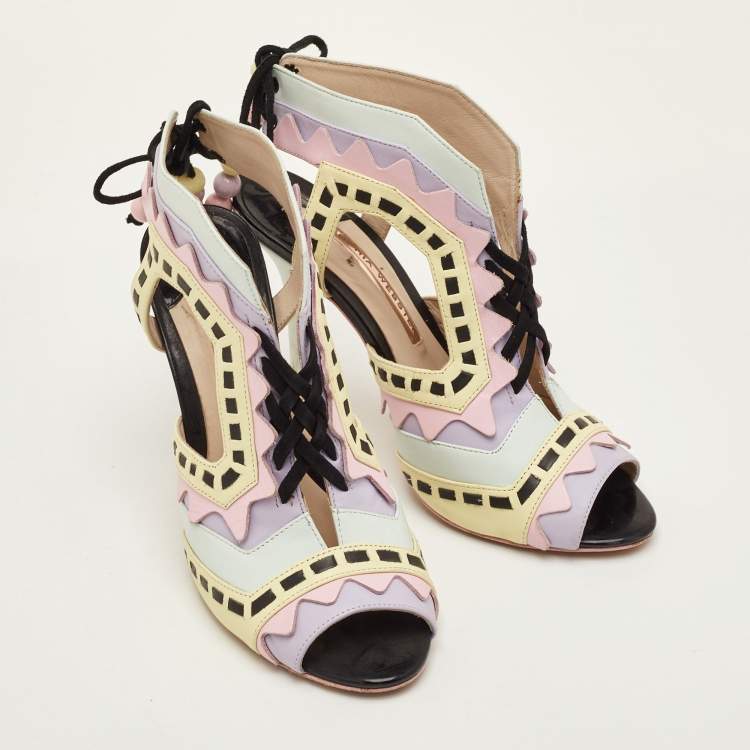 Pre Owned Sophia Webster Size 38 Multicolor Leather Riko Cut Out Sandals