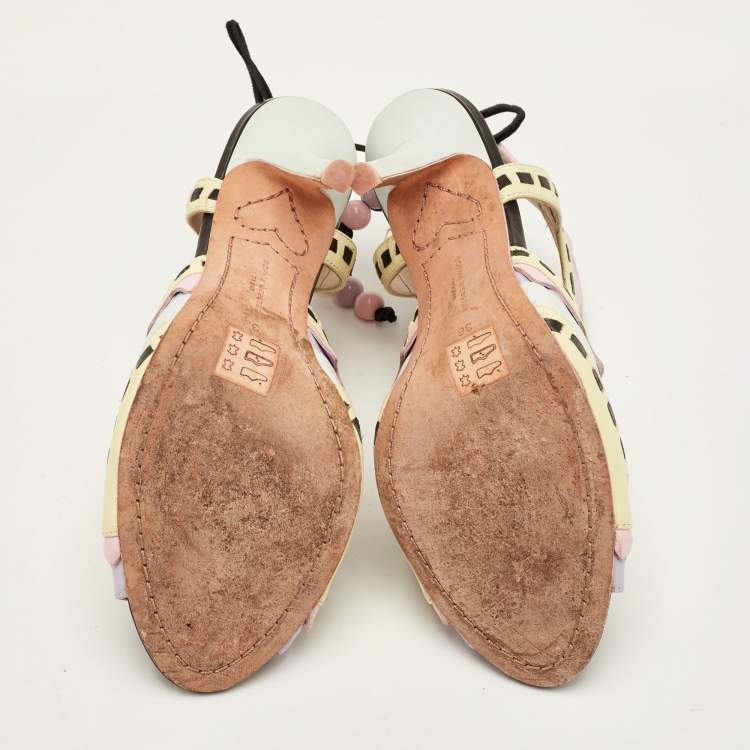 Pre Owned Sophia Webster Size 38 Multicolor Leather Riko Cut Out Sandals