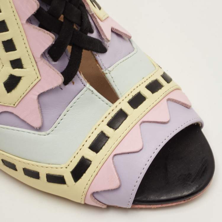 Pre Owned Sophia Webster Size 38 Multicolor Leather Riko Cut Out Sandals
