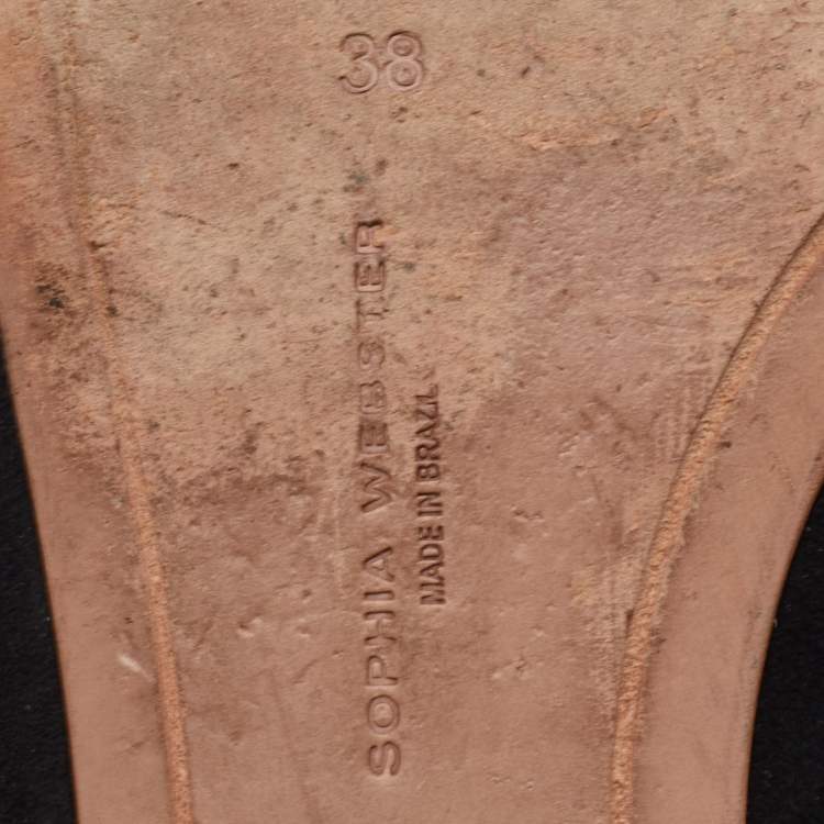 Pre Owned Sophia Webster Bibi Butterfly Size 38 Black Embroidered Suede Pointed Toe Ballet Flats