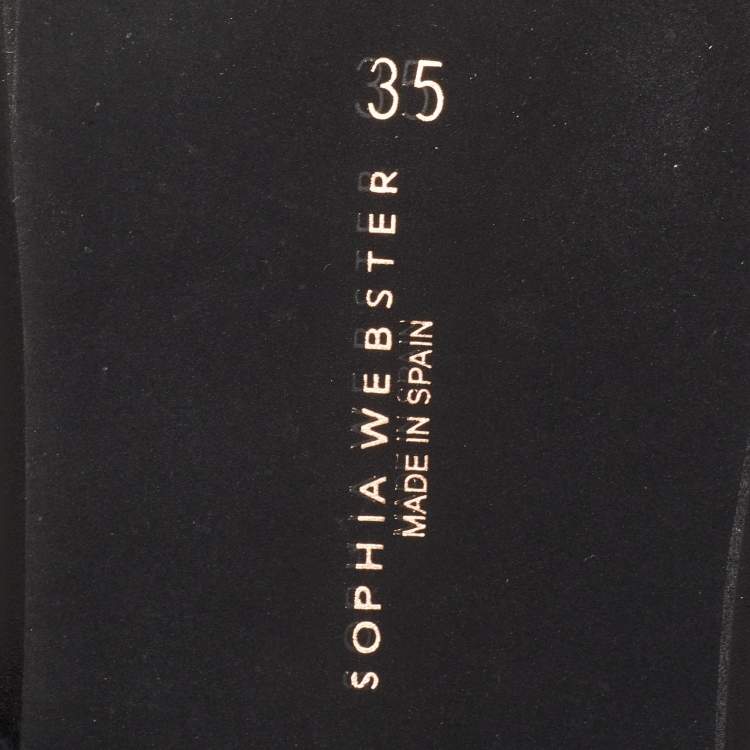 Pre Owned Sophia Webster Bibi Butterfly Size 35 Black Canvas Espadrille Ankle Strap Sandals