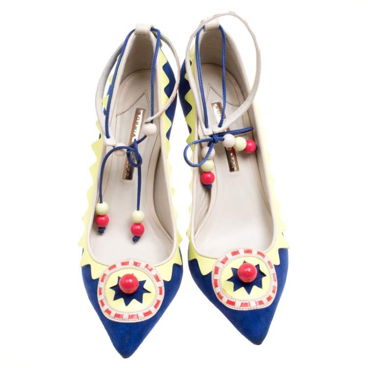 Pre Owned Sophia Webster Multicolor Suede and Leather Remmie Pumps Size 40
