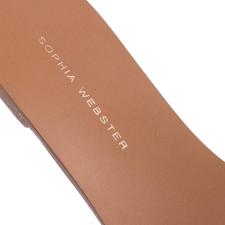 Pre Owned Sophia Webster Metallic Multicolor Laser Cut Leather Soleil Flat Slides Size 39