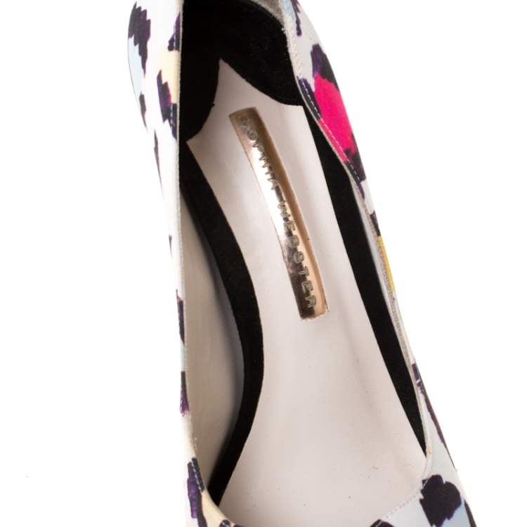 Pre Owned Sophia Webster Mutlicolor Leopard Print Fabric Peep Toe Platform Pumps Size 38.5