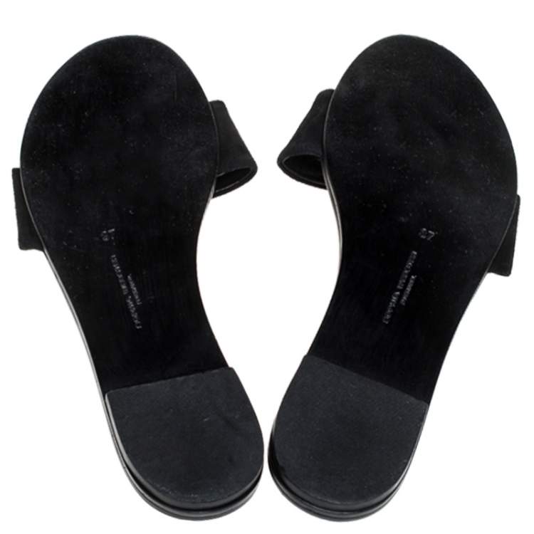 Pre Owned Sophia Webster Black Suede Jada Pom Pom Slide Flats Size 37