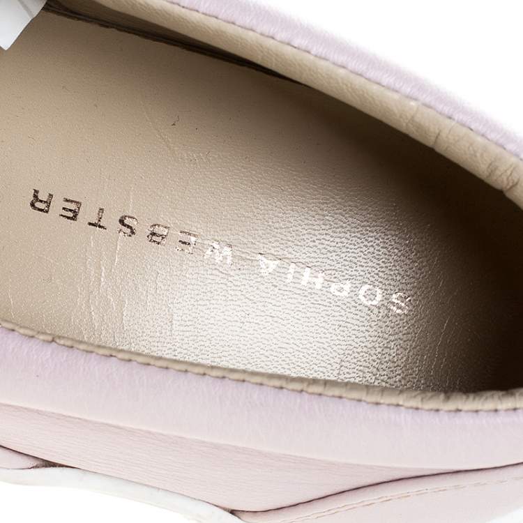 Pre Owned Sophia Webster Pink Leather And Fur Embellished Bow Slip On Sneakers Size 37