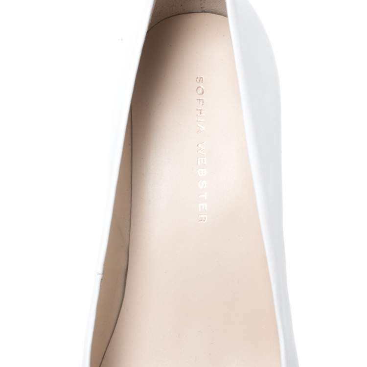 Pre Owned Sophia Webster White Leather Lola Pointed Toe Pumps Size 37.5