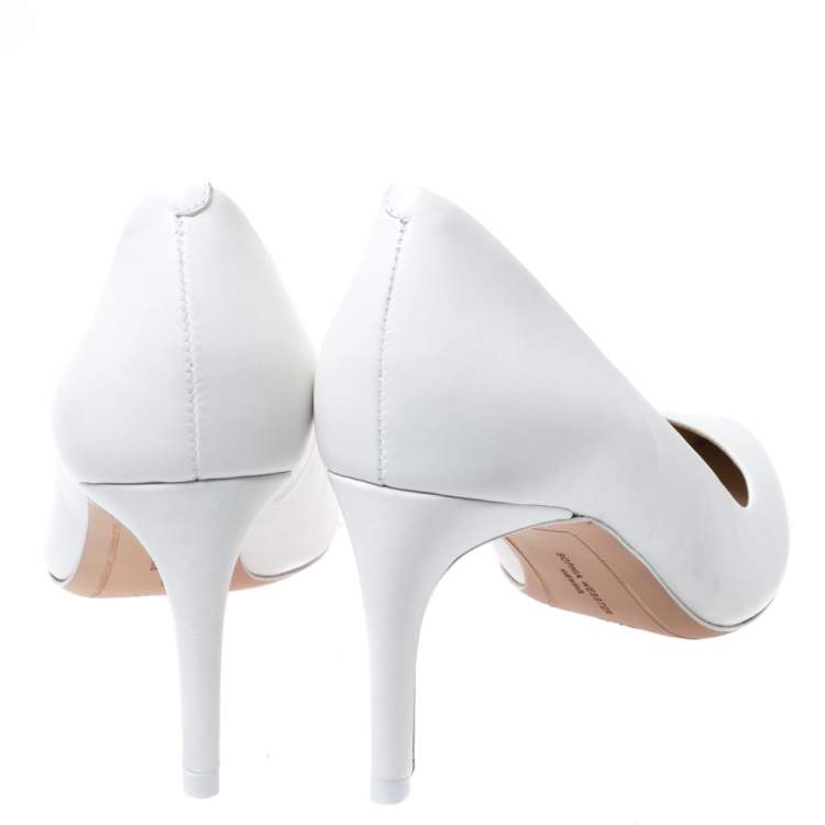 Pre Owned Sophia Webster White Leather Lola Pointed Toe Pumps Size 37.5