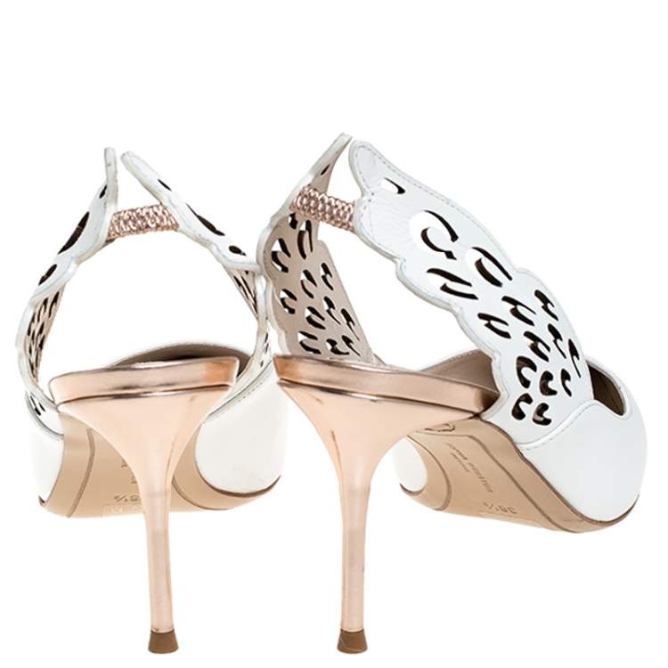 Pre Owned Sophia Webster White Leather Angelo Slingback Pointed Toe Sandals Size 38.5