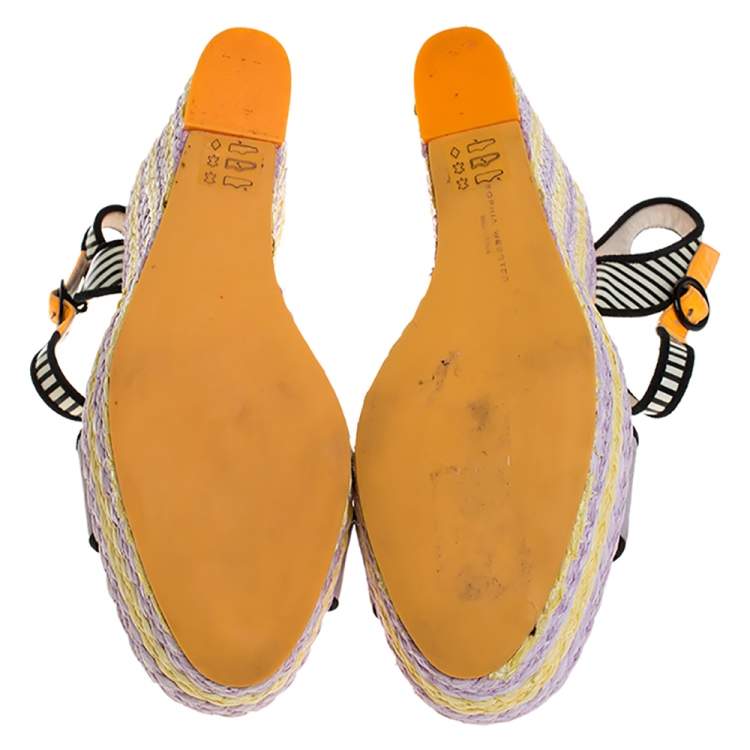 Pre Owned Sophia Webster Multicolor Suede and Patent Leather Lucita Espadrille Wedges Size 41