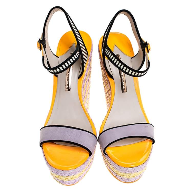 Pre Owned Sophia Webster Multicolor Suede and Patent Leather Lucita Espadrille Wedges Size 41