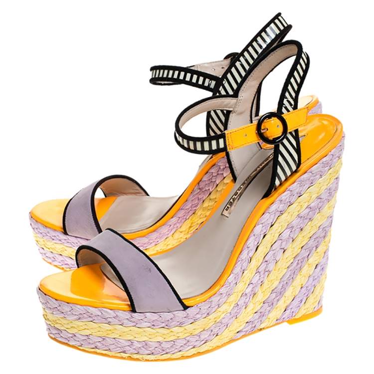 Pre Owned Sophia Webster Multicolor Suede and Patent Leather Lucita Espadrille Wedges Size 41