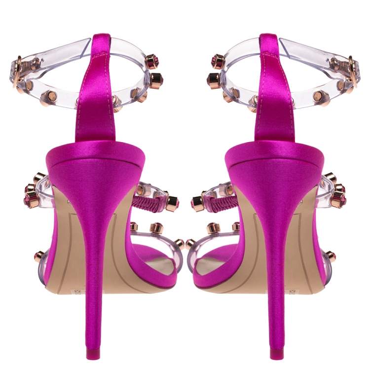 Pre Owned Sophia Webster Fuchsia PVC and Satin Ankle Strap Sandals Size 37
