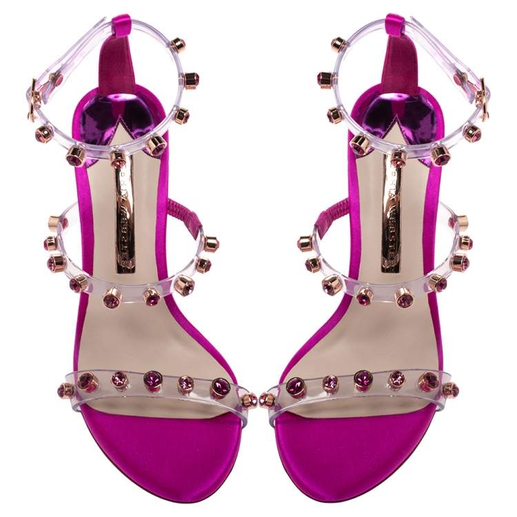Pre Owned Sophia Webster Fuchsia PVC and Satin Ankle Strap Sandals Size 37