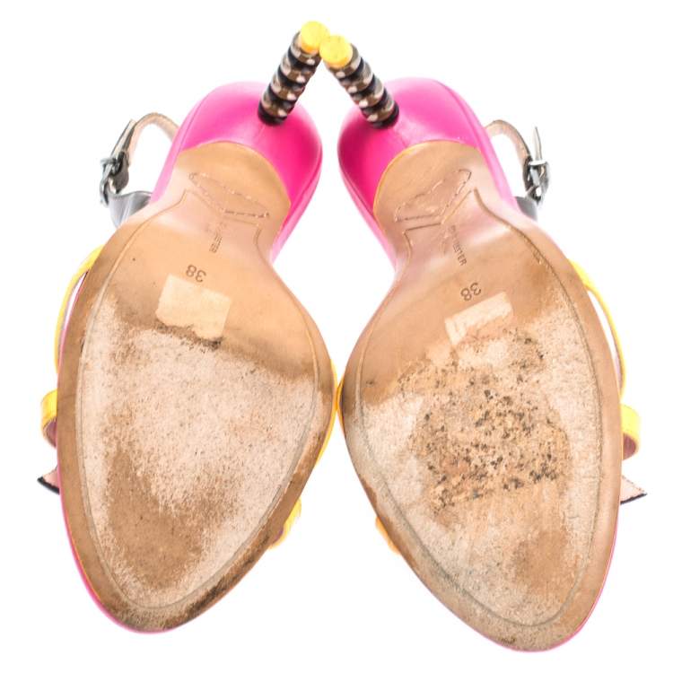 Pre Owned Sophia Webster Multicolor Leather And Patent Oprah Hot Stepper Sandals Size 38