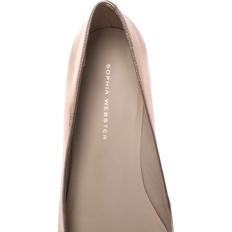 Pre Owned Sophia Webster Metallic Rose Gold Leather Bibi Butterfly Pointed Toe Ballet Flats Size 39
