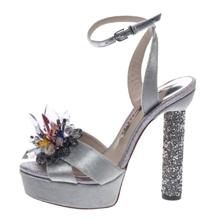 silver velvet shoes