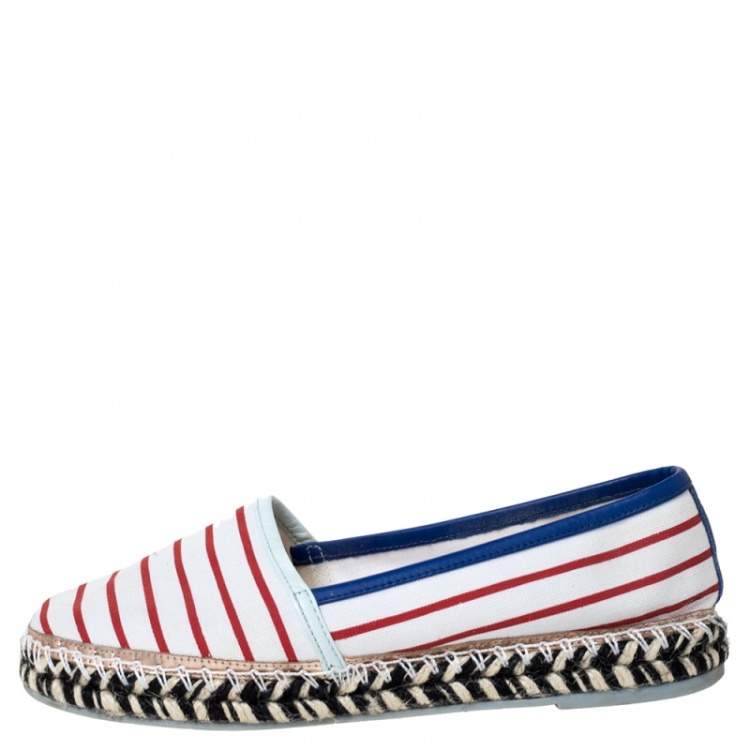 Pre Owned Sophia Webster Multicolor Striped Canvas Platform Espadrille Flats Size 38