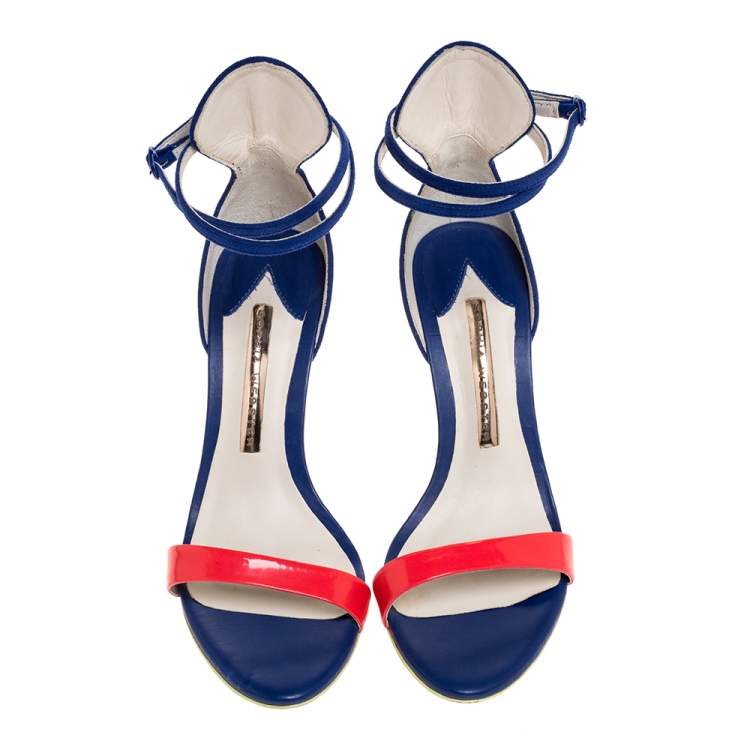 Pre Owned Sophia Webster Multicolor Patent And Canvas Nicole Sandals Size 36.5