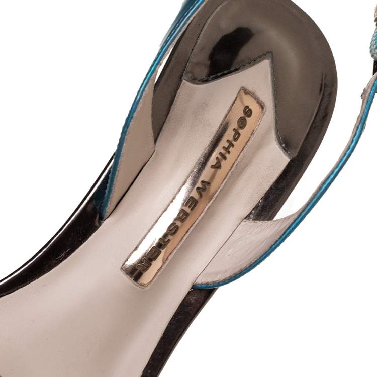 مملوكة مسب�قًا Sophia Webster Metallic Multicolor Leather "Just Saying" Slingback Sandals Size 39