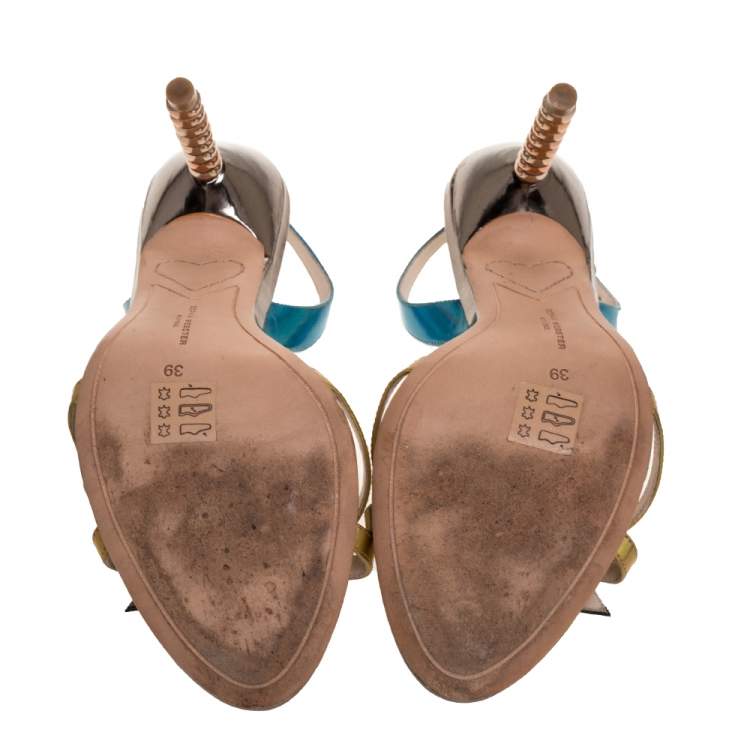 مملوكة مسبقًا Sophia Webster Metallic Multicolor Leather "Just Saying" Slingback Sandals Size 39