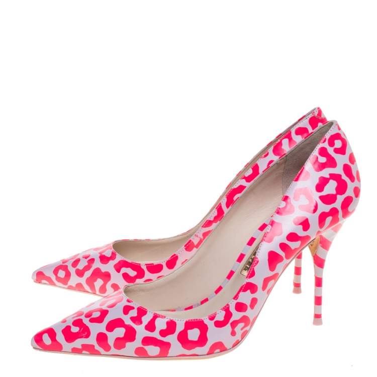 Pre Owned Sophia Webster Lilac and Neon Pink Stripe And Leopard Print Lola Pointed Toe Pumps Size 39