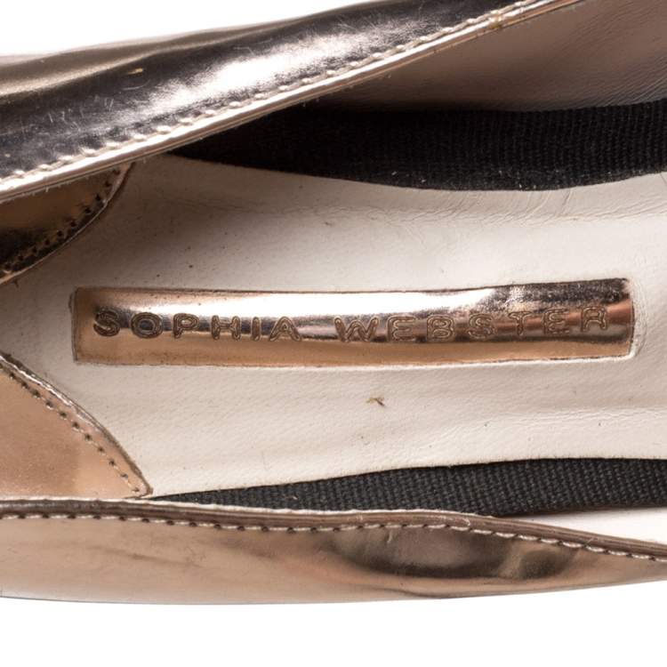 Pre Owned Sophia Webster Metallic Rose Gold Leather Coco Flamingo Pointed Toe Pumps Size 39