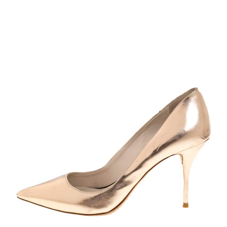 Pre Owned Sophia Webster Metallic Rose Gold Leather Coco Flamingo Pointed Toe Pumps Size 39
