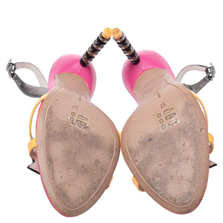 Pre Owned Sophia Webster Multicolor Leather And Patent Oprah Hot Stepper Sandals Size 37