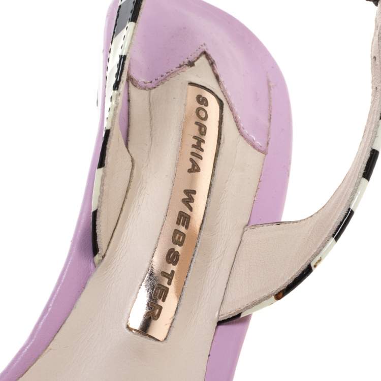 Pre Owned Sophia Webster Multicolor Patent Leather And Leather Lilico Floral Embellished Slingback Sandals Size 37