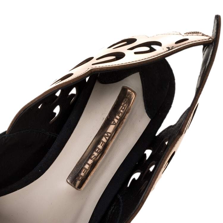 Pre Owned Sophia Webster Black Suede Angelo Slingback Pointed Toe Sandals Size 36