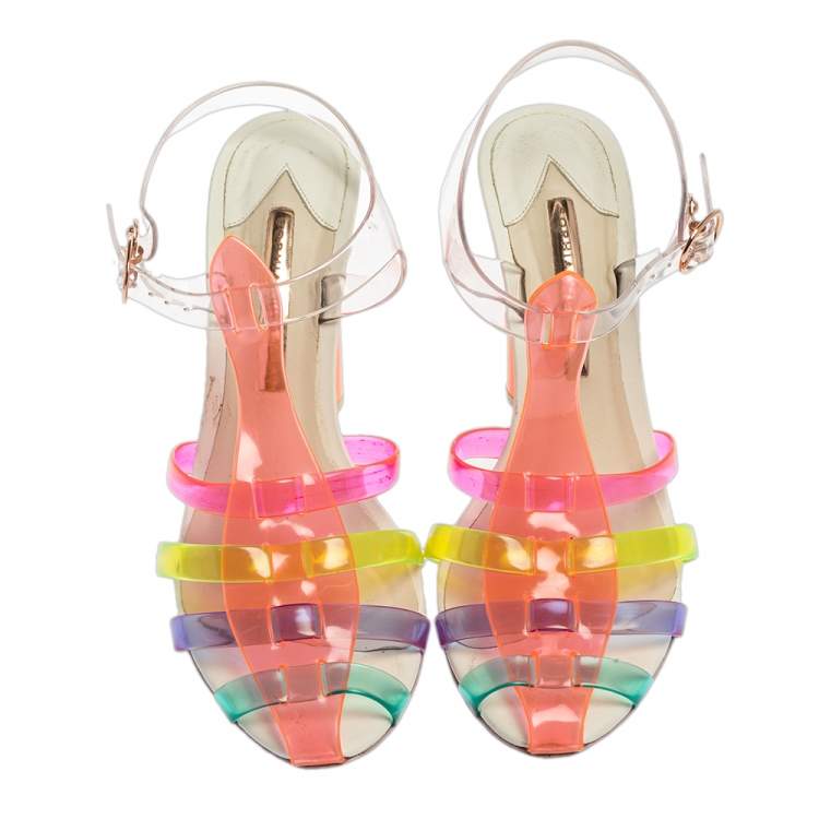 Pre Owned Sophia Webster Multicolor PVC Strappy Ankle Strap Sandals Size 40