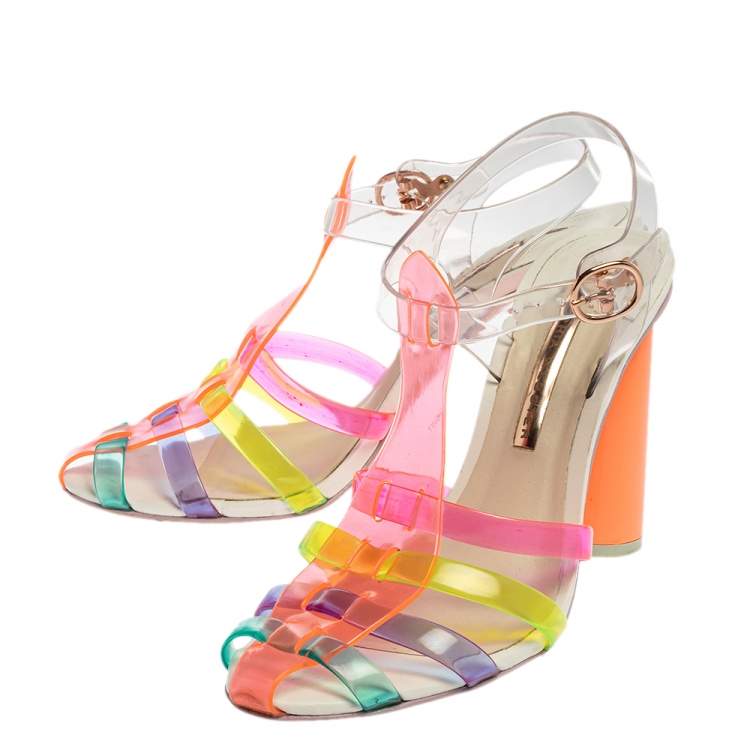 Pre Owned Sophia Webster Multicolor PVC Strappy Ankle Strap Sandals Size 40