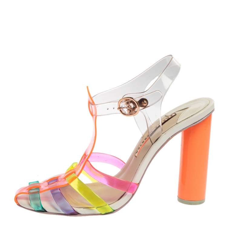 Pre Owned Sophia Webster Multicolor PVC Strappy Ankle Strap Sandals Size 40