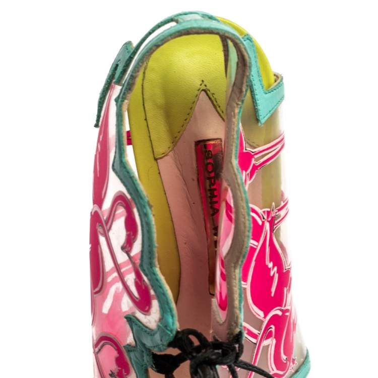 مملوكة مسبقًا Sophia Webster Multicolor PVC And Leather Trim Flamingo Ankle Wrap Sandals Size 37