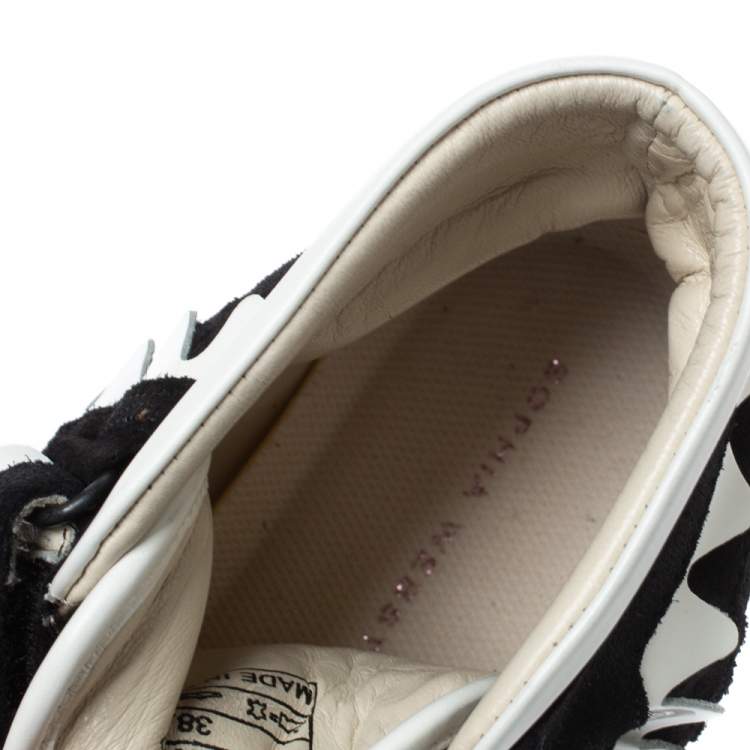 Pre Owned Sophia Webster Monochrome Suede and Patent Leather Riko High Top Sneakers Size 38.5