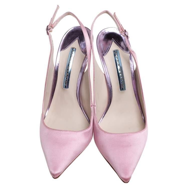Pre Owned Sophia Webster Pink Satin Tyra Slingback Sandals Size 39
