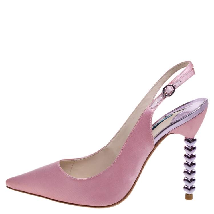 Pre Owned Sophia Webster Pink Satin Tyra Slingback Sandals Size 39