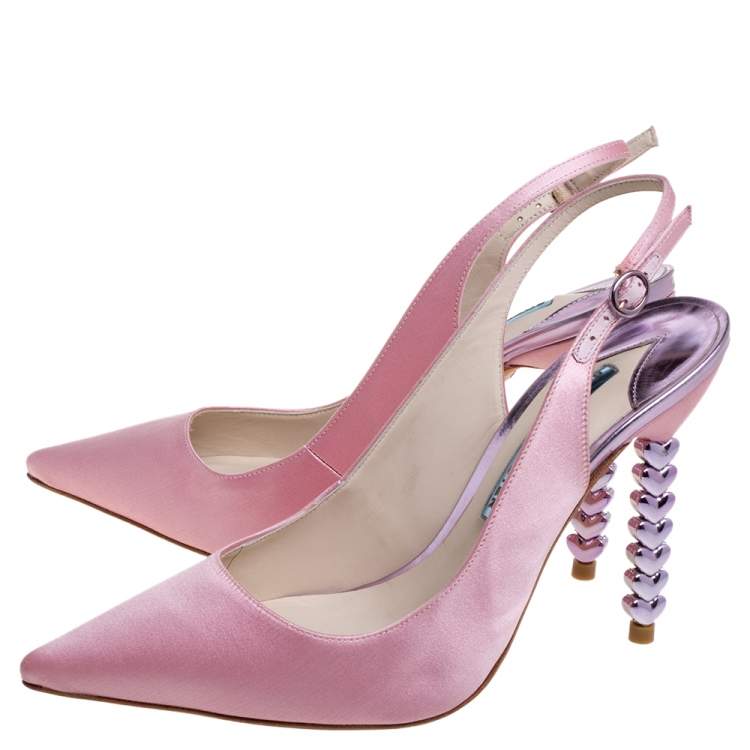Pre Owned Sophia Webster Pink Satin Tyra Slingback Sandals Size 39