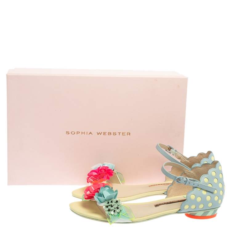 Pre Owned Sophia Webster Multicolor Floral Leather Lilico Ankle Strap Flat Sandals Size 37