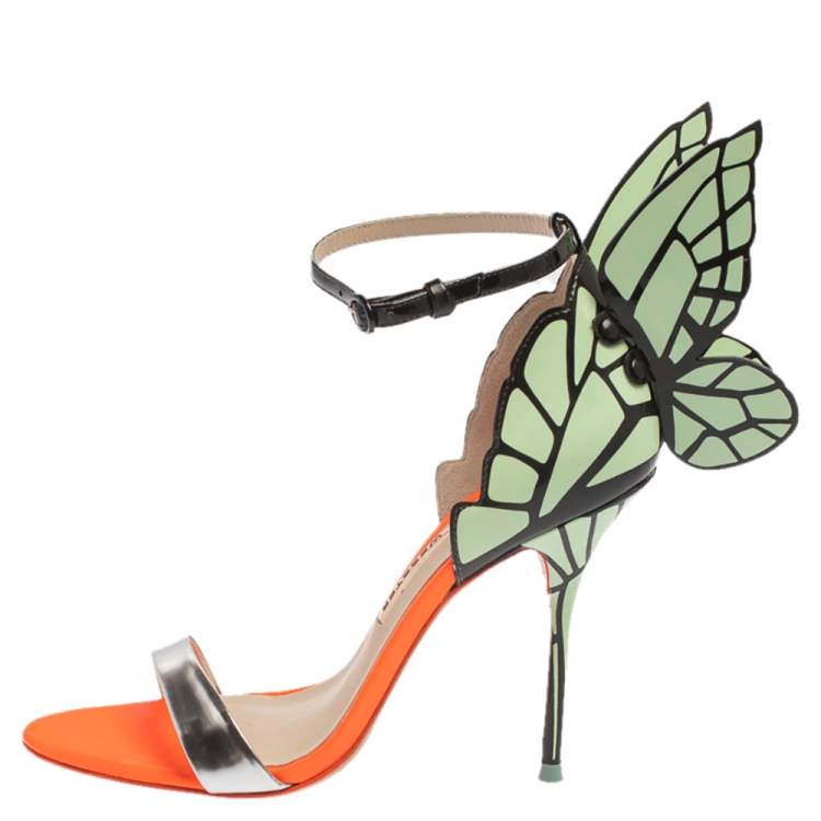 Pre Owned   Sophia Webster Multicolor Patent Leather Chiara Butterfly Ankle Cuff Sandals Size 37