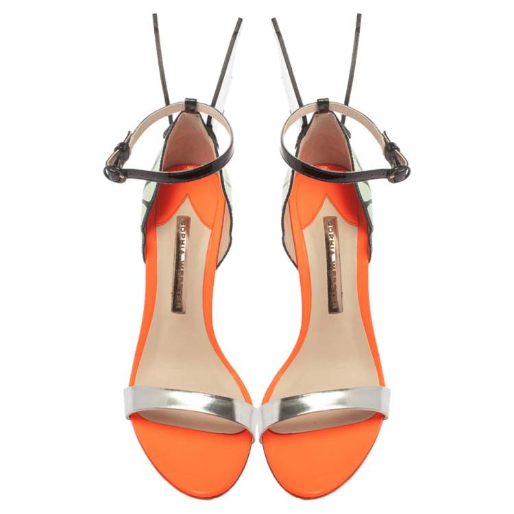 Pre Owned   Sophia Webster Multicolor Patent Leather Chiara Butterfly Ankle Cuff Sandals Size 37
