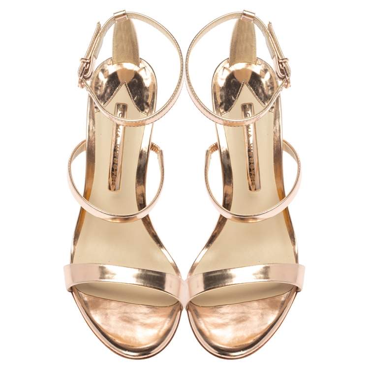 Pre Owned Sophia Webster Rose Gold Leather Rosalind Crystal Heel  Sandals Size 39