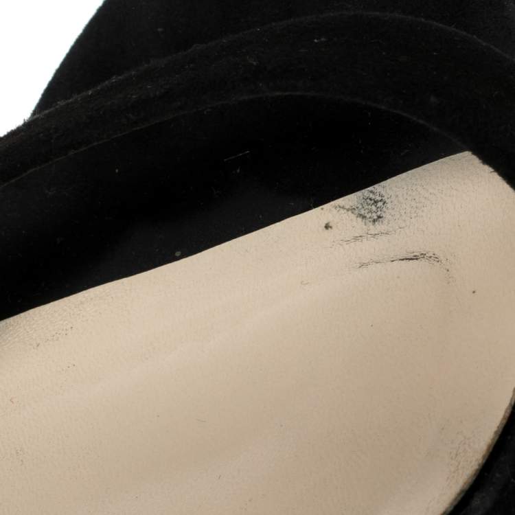 Pre Owned  Sophia Webster Black/Rose Gold Suede and Leather Evangeline Open Toe Sandals Size 39