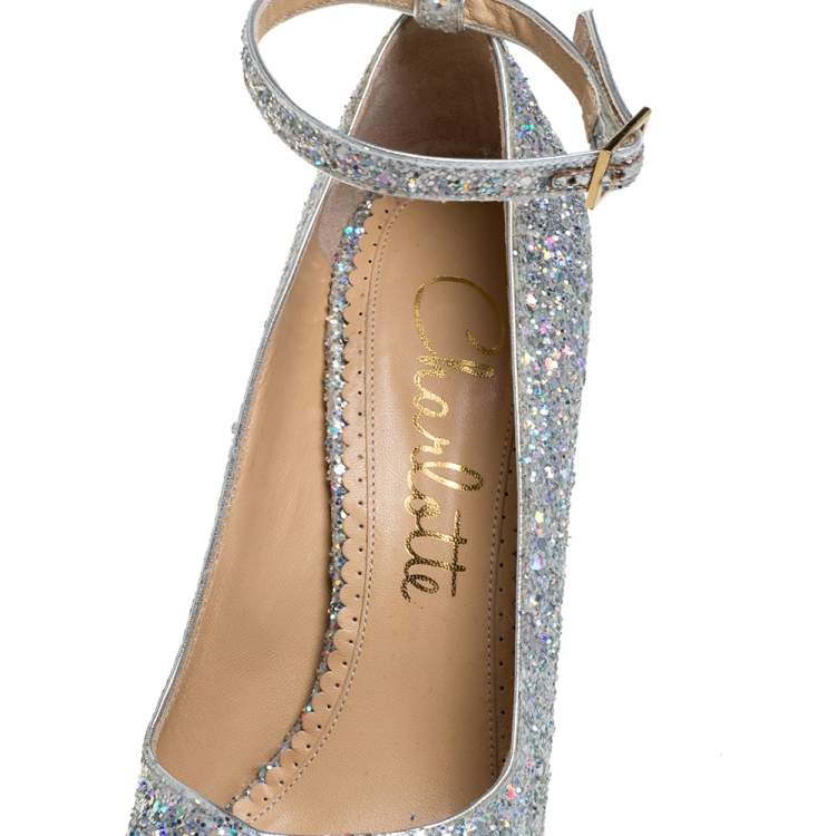 Pre Owned Sophia Webster Multicolor Glitter Kiss Me Dolores! Ankle Strap Platform Pumps Size 38.5