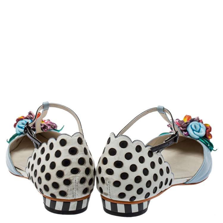 Pre Owned Sophia Webster Blue Leather Nina T- Strap Flat Sandals Size 39.5