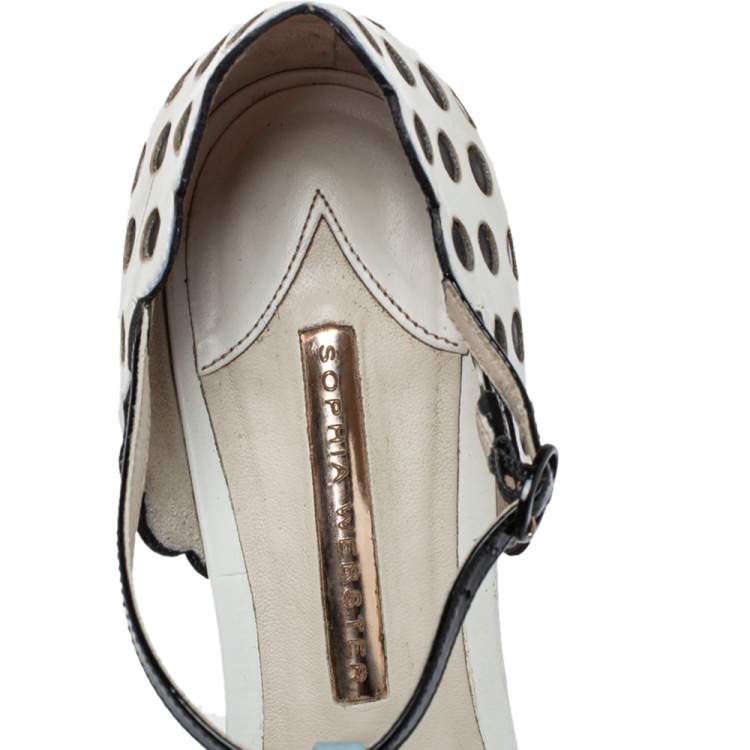Pre Owned Sophia Webster Blue Leather Nina T- Strap Flat Sandals Size 39.5