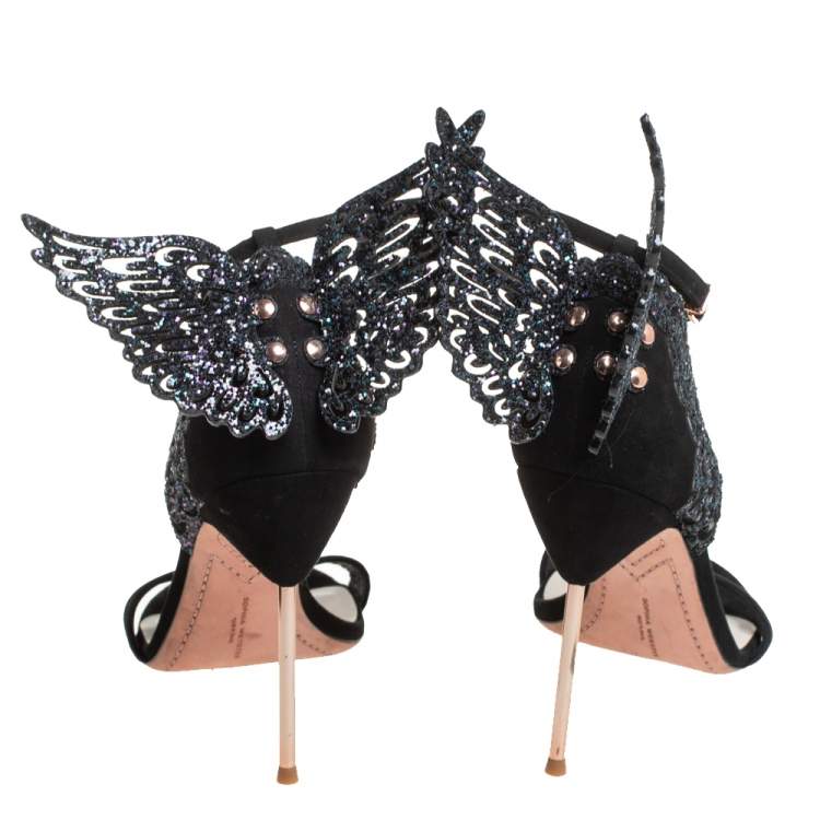 مملوكة مسبقًا Sophia Webster Black Suede Evangeline Sandals Size 42