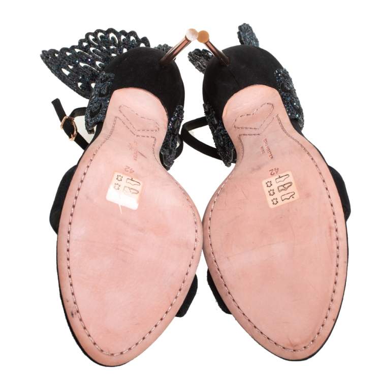 مملوكة مسبقًا Sophia Webster Black Suede Evangeline Sandals Size 42