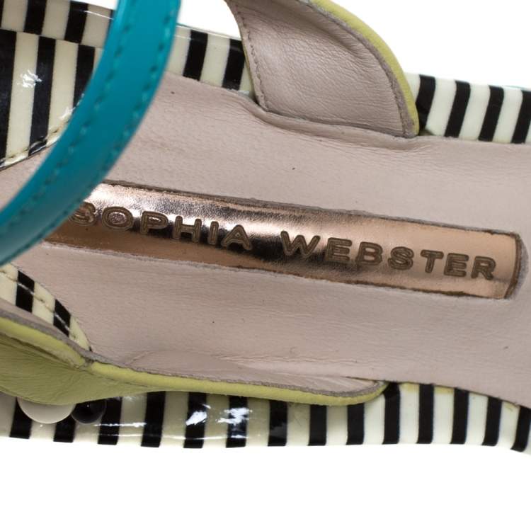 Pre Owned Sophia Webster Multicolor Printed Canvas and Leather Wedge Sandals Size 40
